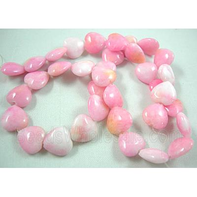 Jade beads, heart, pink