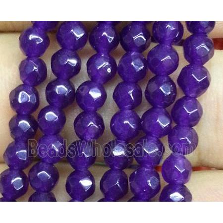 jade beads, faceted round, purple