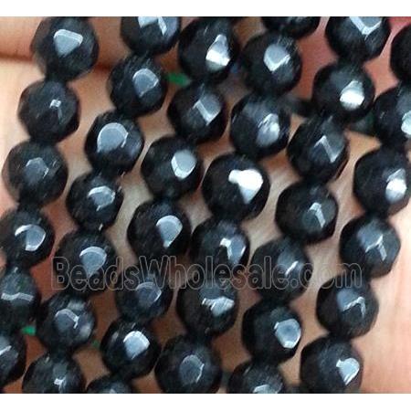 black jade beads, faceted round