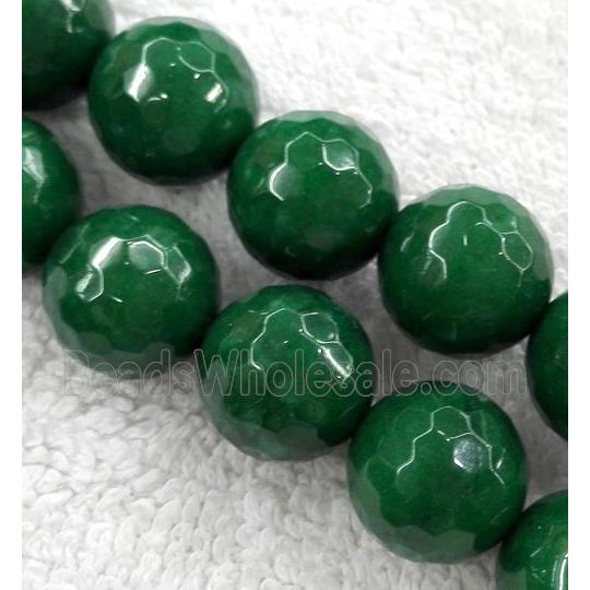 jade bead, stabile, faceted round, rich green