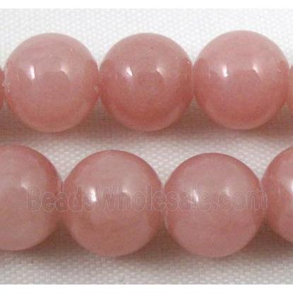 lt.red jade beads, round, stabile