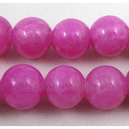 jade beads, hot-pink, round, stabile