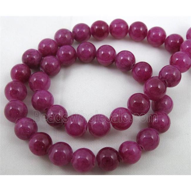 deep hotpink jade beads, round, stabile