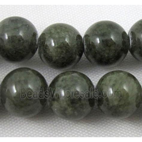 dark-green jade bead, round, stabile