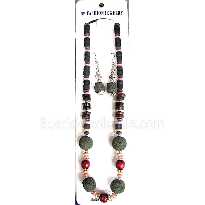Handmade Lave Necklace and earring