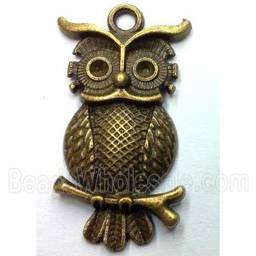 Tibetan silver owl pendant, non-nickel, bronze
