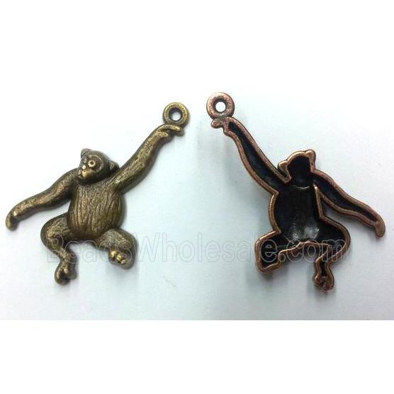 Tibetan silver monkey pendant, non-nickel, bronze