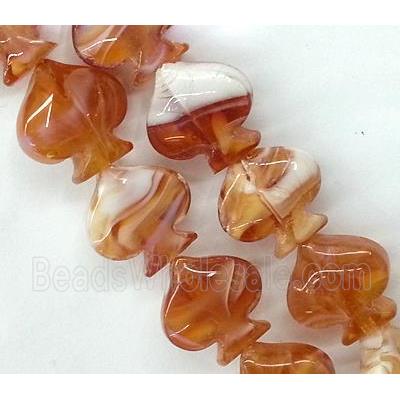 Plated Lampwork glass bead, heart, red