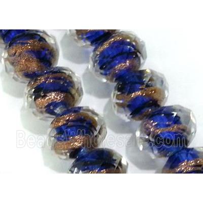 Lampwork glass bead, faceted wheel, blue