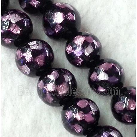 lampwork bead within silver foil, round