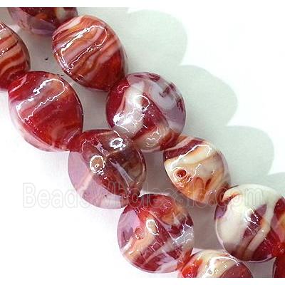 Plated lampwork glass bead, red