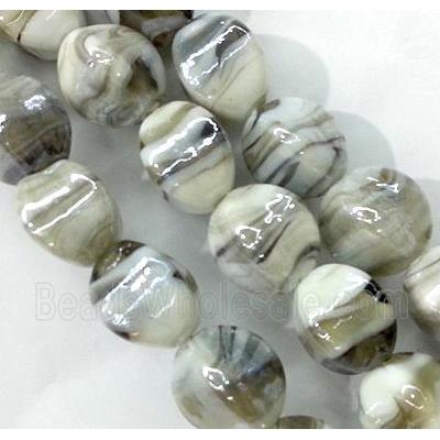 plated Lampwork glass bead, grey
