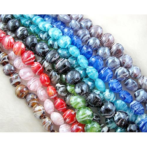 Lampwork glass bead, flat round, Mix color