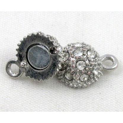 Magnetic alloy clasp paved rhinestone