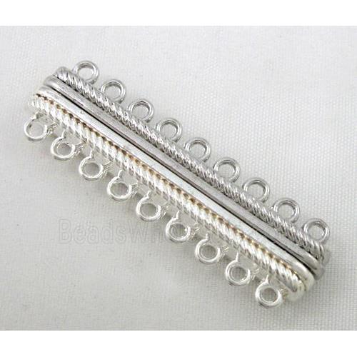Magnetic alloy connector clasp, silver plated