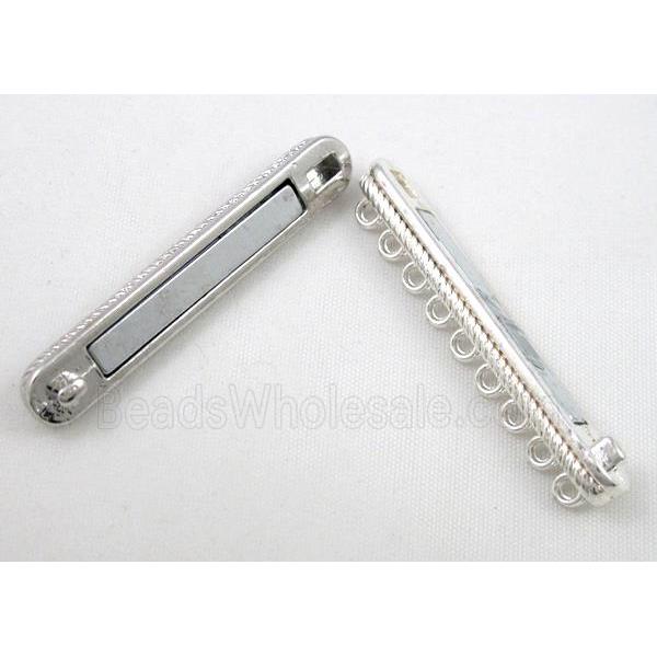 Magnetic alloy connector clasp, silver plated
