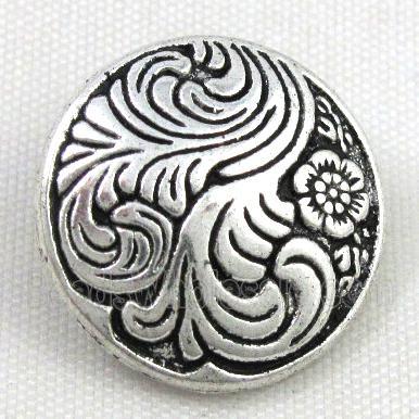 button tibetan silver charms bead, non-nickel