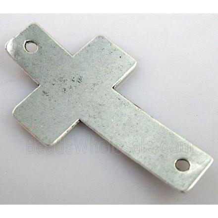 hammered tibetan silver cross connector Non-nickel