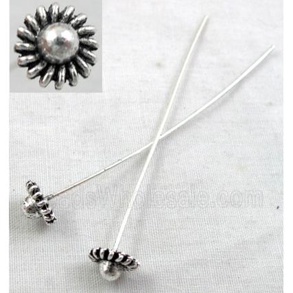 Fancy Pin Charm, Tibetan Silver Non-Nickel
