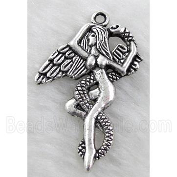 Praying Angel, Tibetan Silver Pendant Non-Nickel