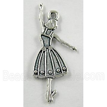 dancing girl, Tibetan Silver Charm Non-Nickel