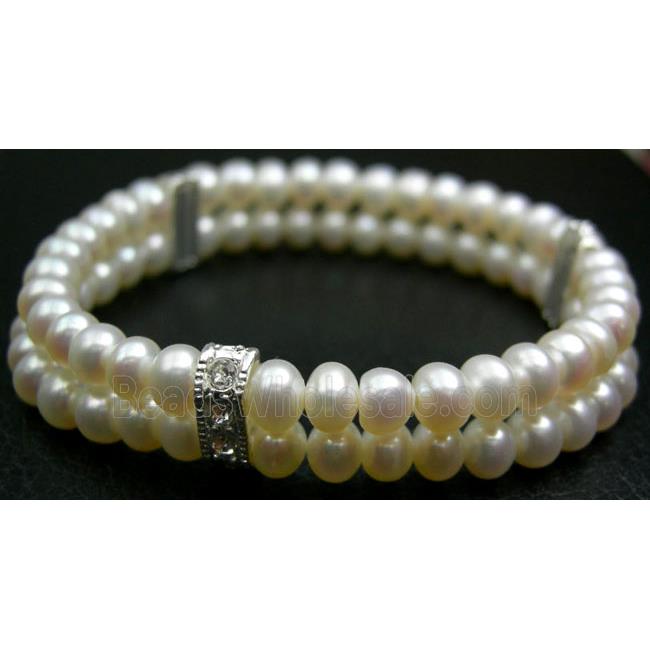 Elastic White Freshwater Pearl Bracelet