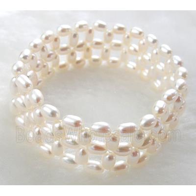 Handcraft Cluster Pearl Bracelet, elastic, Mixed