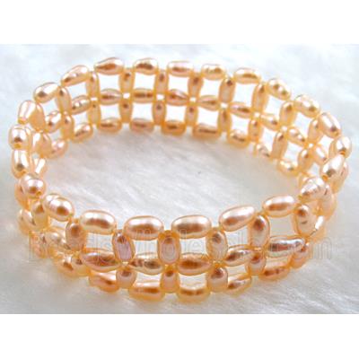 Handcraft Cluster Pearl Bracelet, elastic, Mixed