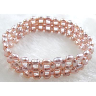 Handcraft Cluster Pearl Bracelet, elastic, Mixed
