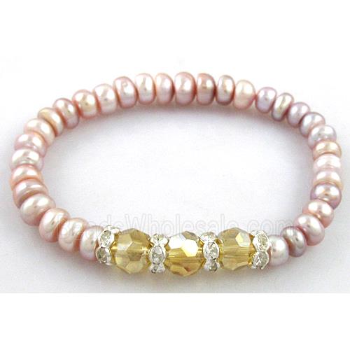 Handcraft Cluster Pearl Bracelet, elastic