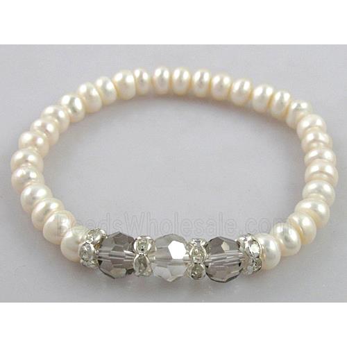 Handcraft Cluster Pearl Bracelet, elastic