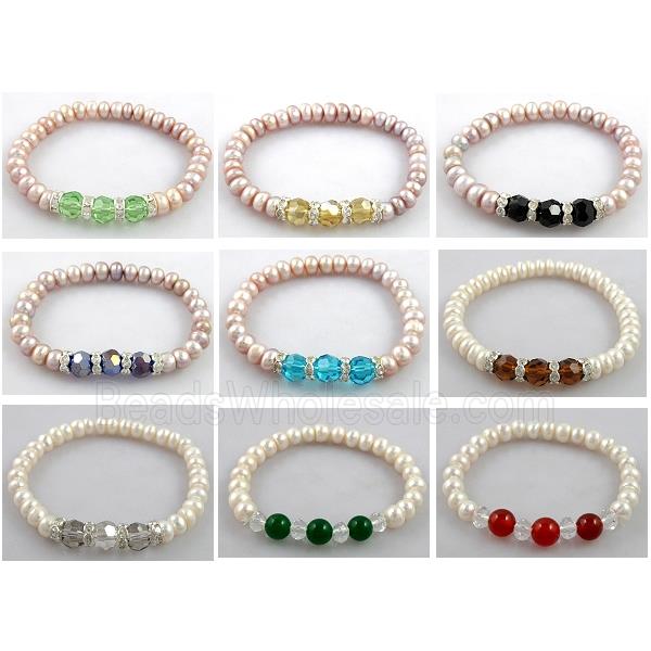 Handcraft Cluster Pearl Bracelet, elastic, mixed