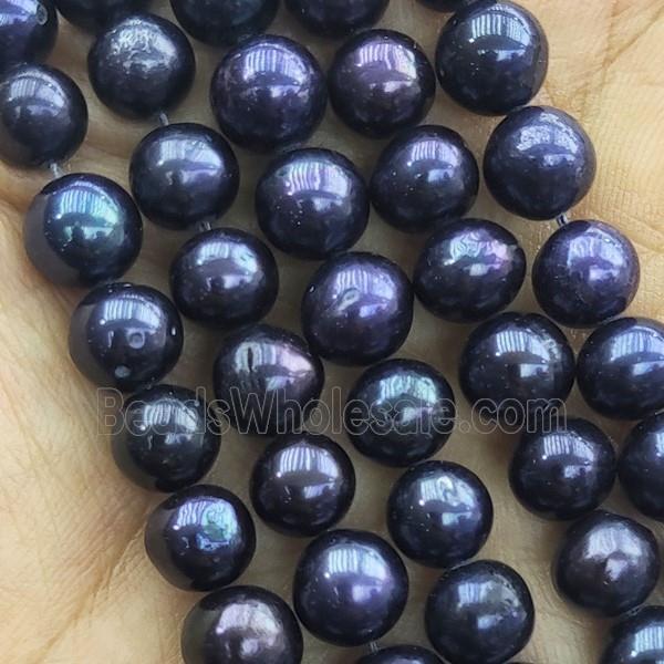 15 inches string of freshwater Pearl Beads, round, black