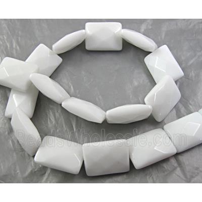 White Porcelain Beads, faceted, square