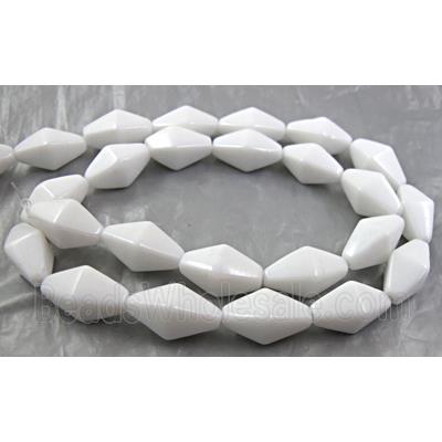 White Porcelain Beads, faceted
