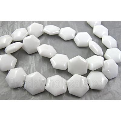 White Porcelain Beads, faceted