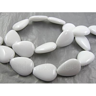 White Porcelain Beads, flat drop