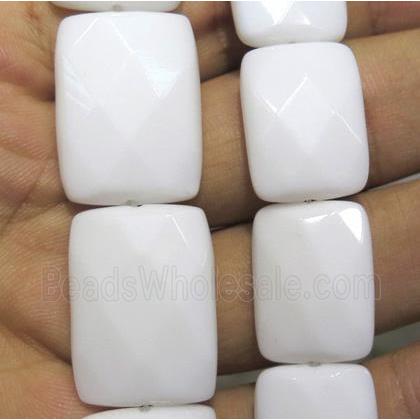 White Porcelain Beads, faceted rectangle