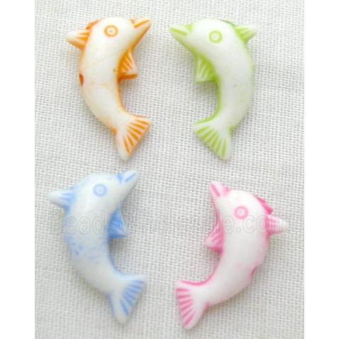 dolphin, colorful Plastic Beads, mixed