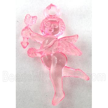 Acrylic pendant, angel, transparent, pink
