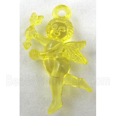 Acrylic pendant, angel, transparent, yellow