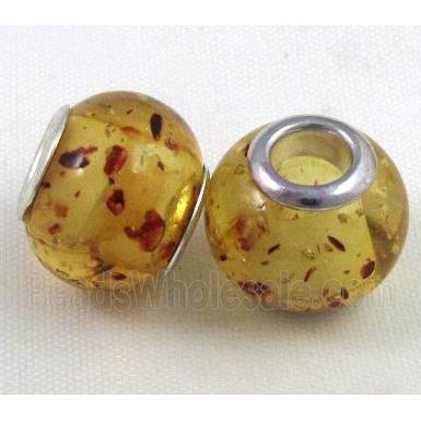 Amber Beads, NR, rondelle, yellow