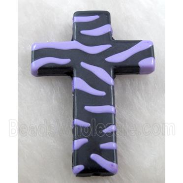 Zebra Resin Cross Beads Purple