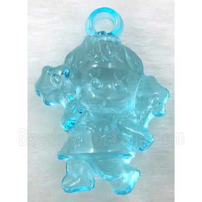 Acrylic pendant, angel, aqua