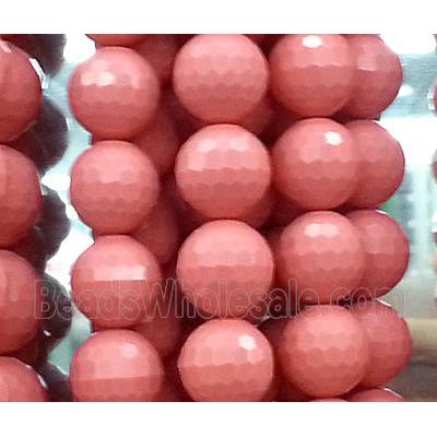 resin & stone bead, faceted round, pink