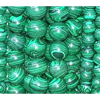 resin & stone beads, round, stripe, green