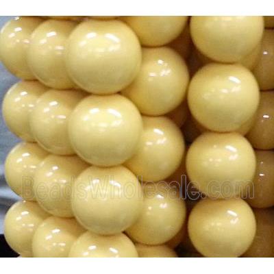 resin & stone bead, round, yellow