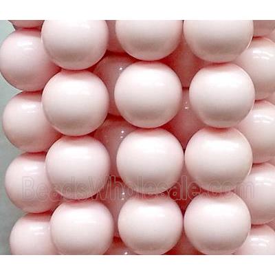 resin & stone bead, round, pink