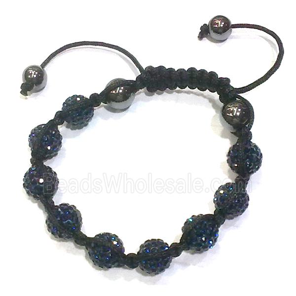 Bracelet, polymer clay beads paved mid-east rhinestone