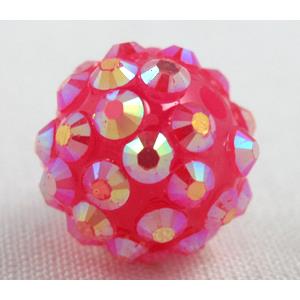Round crystal rhinestone bead, red AB color